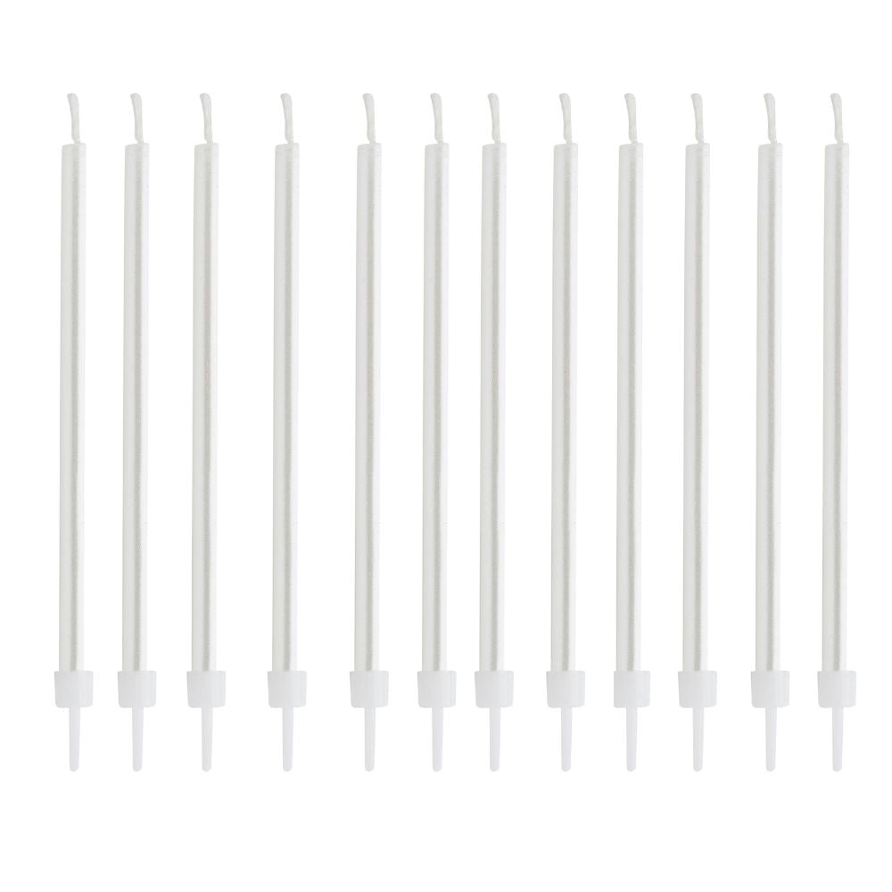 Hootyballoo 12 Pack White Candles & Holders Birthday Celebration Partyware