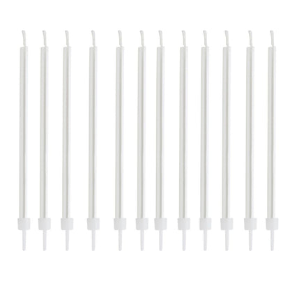 Hootyballoo 12 Pack White Candles & Holders Birthday Celebration Partyware
