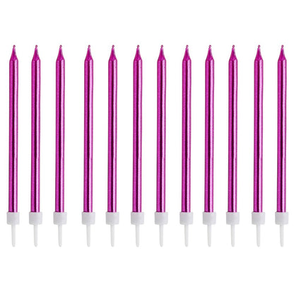 Hootyballoo 12 Pack Hot Pink Candles & Holders Birthday Celebration Partyware