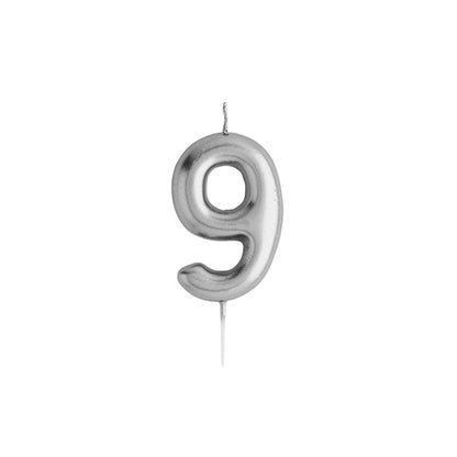 Hootyballoo Silver Number '9' Wax Candle Birthday Celebration Partyware