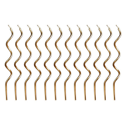 Hootyballoo 12 Pack Gold Curly Candles Birthday Celebration Partyware