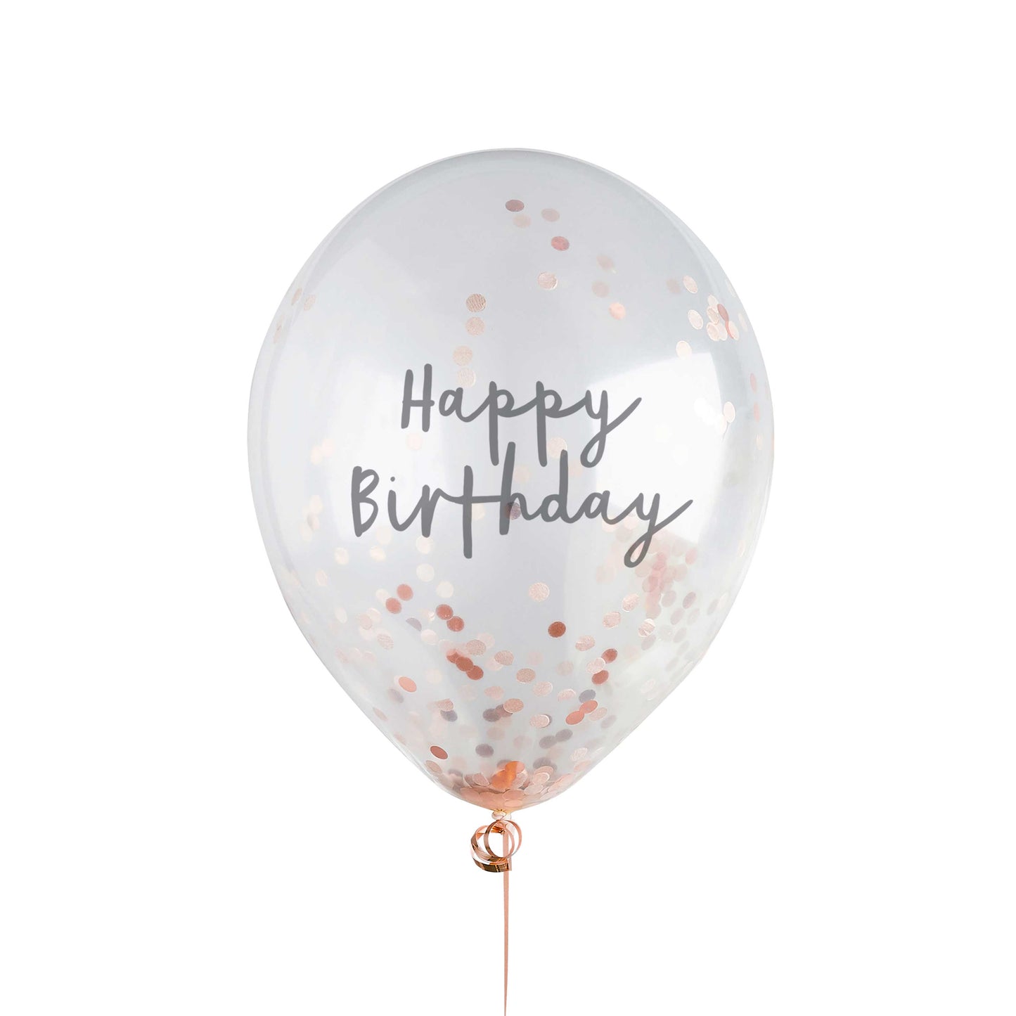 Hootyballoo 5 Pack Rose Gold Happy Birthday 12" Confetti Balloons Partyware