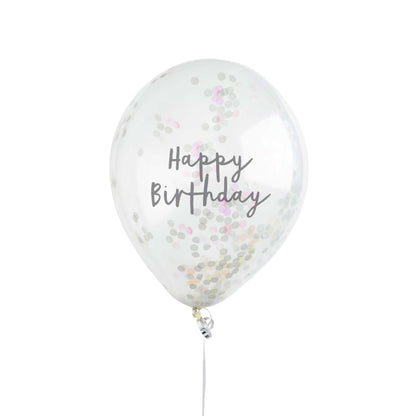 Hootyballoo 5 Pack Iridescent Happy Birthday 12" Confetti Balloons Partyware