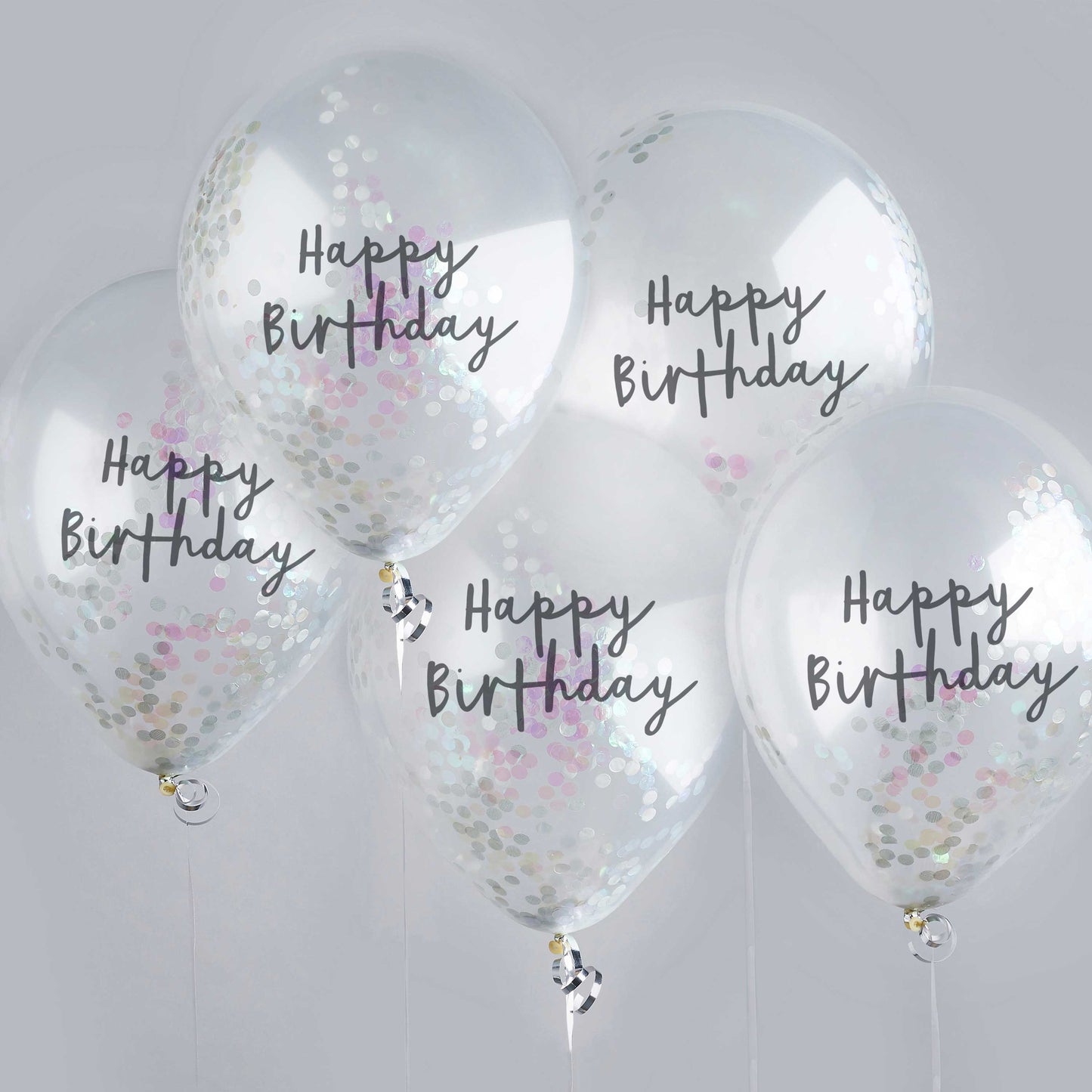 Hootyballoo 5 Pack Iridescent Happy Birthday 12" Confetti Balloons Partyware