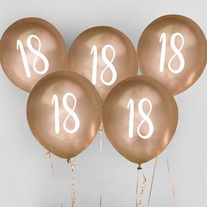 Hootyballoo 5 Pack Gold Number '18' Balloons Party Decorations Partyware