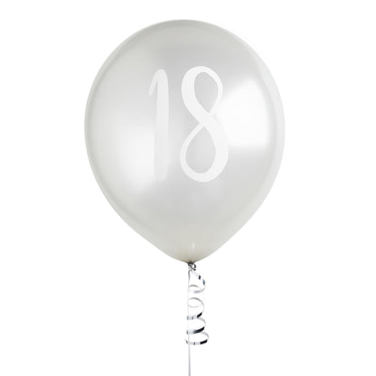Hootyballoo 5 Pack Silver Number '18' Balloons Party Decorations Partyware