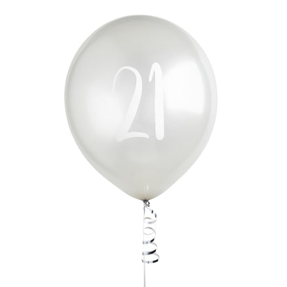 Hootyballoo 5 Pack Silver Number '21' Balloons Party Decorations Partyware