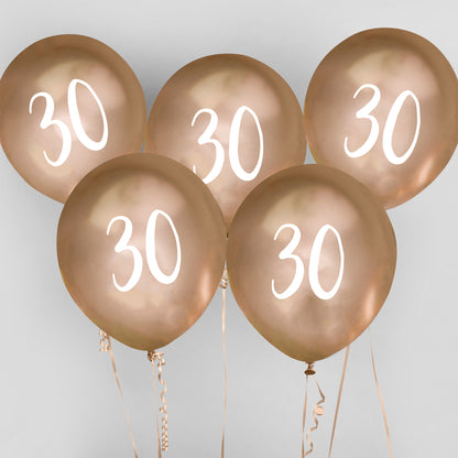 Hootyballoo 5 Pack Gold Number '30' Balloons Party Decorations Partyware