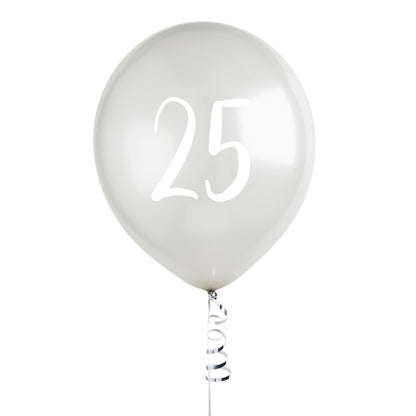 Hootyballoo 5 Pack Silver Number '25' Balloons Party Decorations Partyware