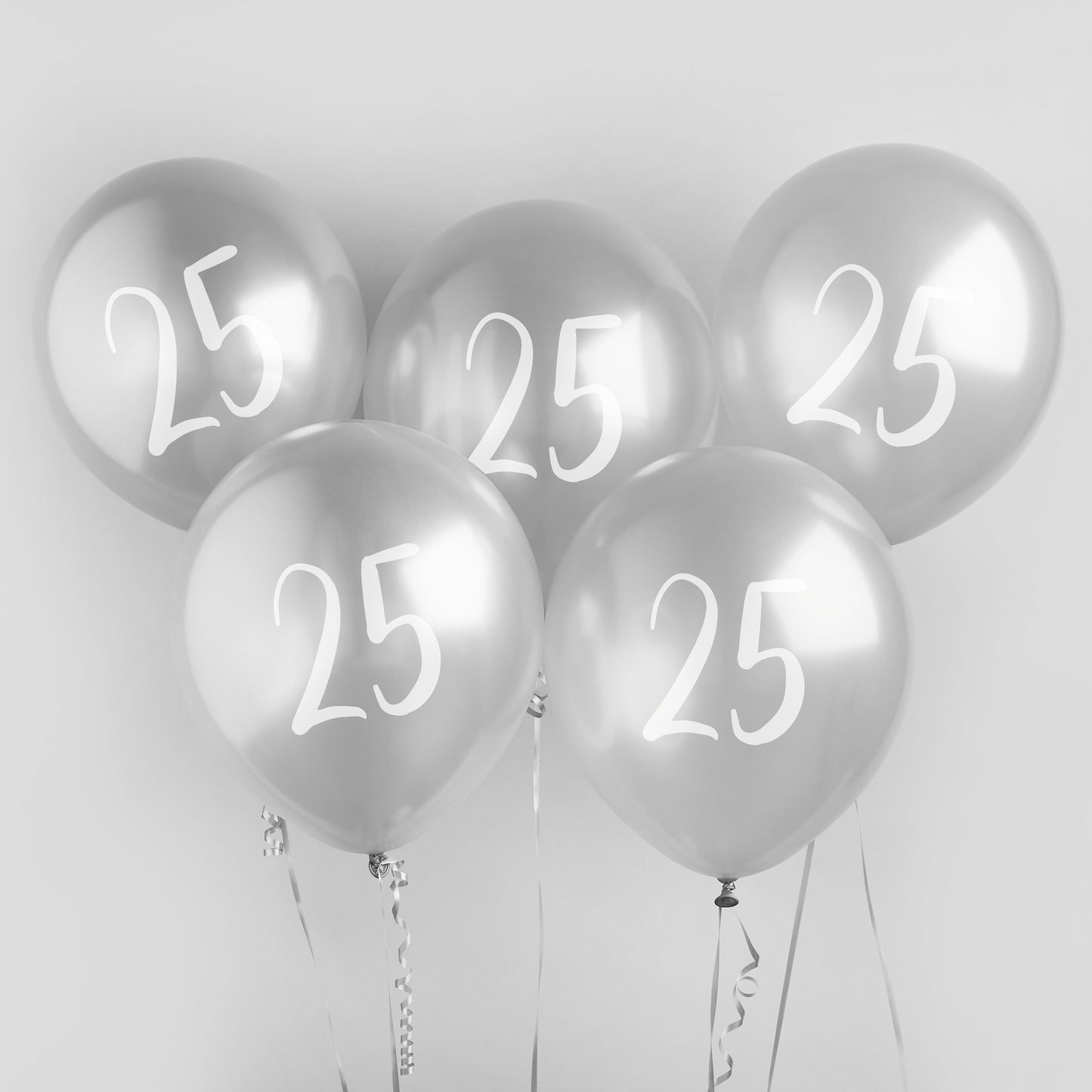 Hootyballoo 5 Pack Silver Number '25' Balloons Party Decorations Partyware