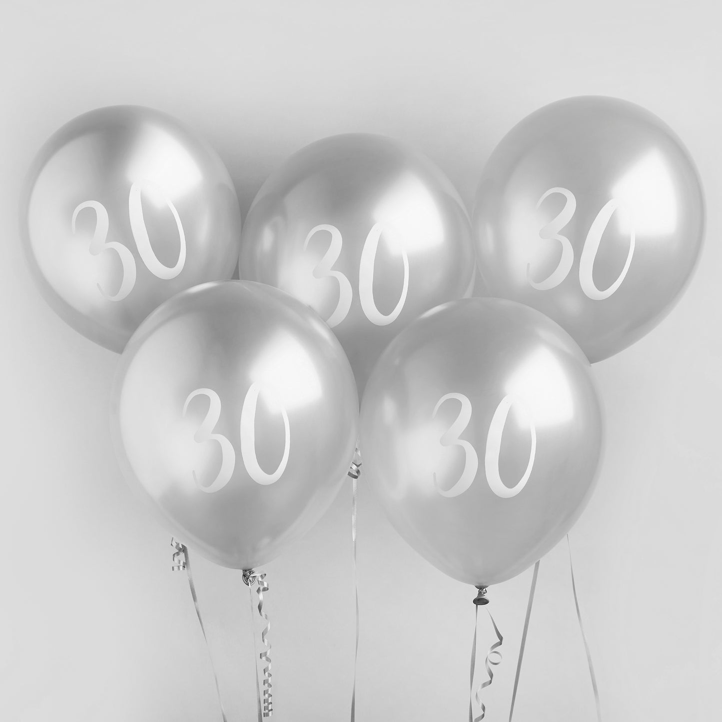 Hootyballoo 5 Pack Silver Number '30' Balloons Party Decorations Partyware