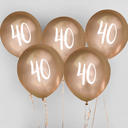 Hootyballoo 5 Pack Gold Number '40' Balloons Party Decorations Partyware