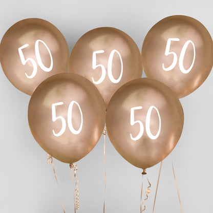 Hootyballoo 5 Pack Gold Number '50' Balloons Party Decorations Partyware