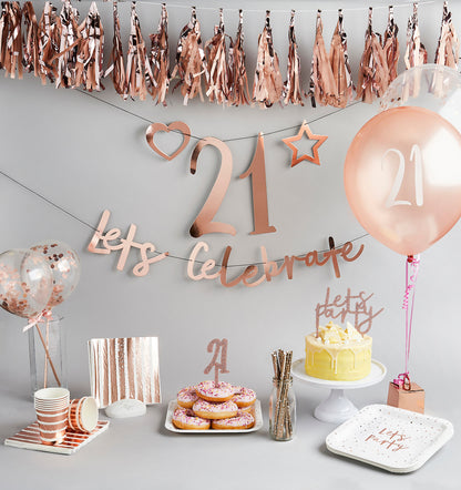 Hootyballoo 5 Pack Rose Gold Number '50' Balloons Party Decorations Partyware