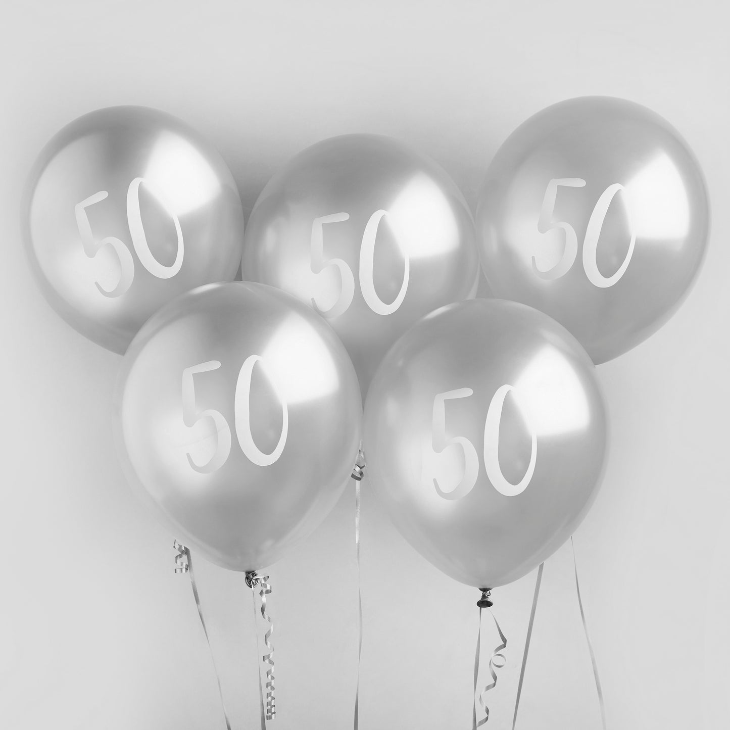 Hootyballoo 5 Pack Silver Number '50' Balloons Party Decorations Partyware