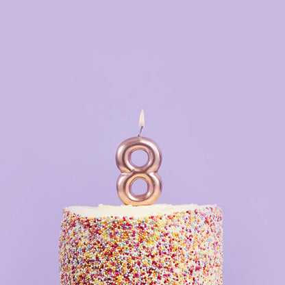 Hootyballoo Rose Gold Number '8' Wax Candle Birthday Celebration Partyware