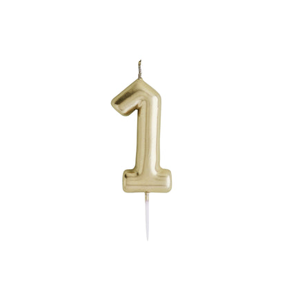 Hootyballoo Gold Number '1' Wax Candle Birthday Celebration Partyware