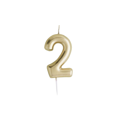 Hootyballoo Gold Number '2 Wax Candle Birthday Celebration Partyware