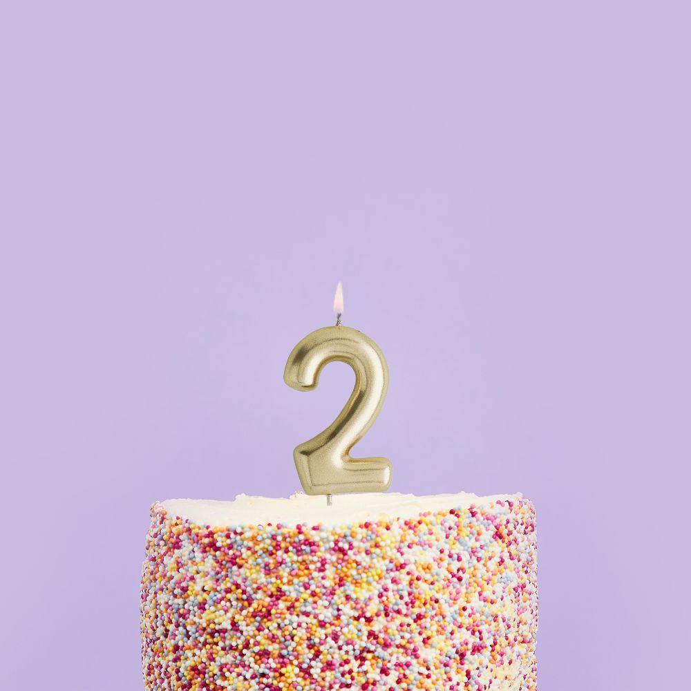 Hootyballoo Gold Number '2 Wax Candle Birthday Celebration Partyware