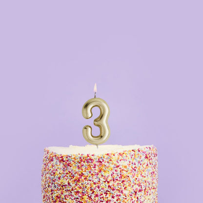 Hootyballoo Gold Number '3' Wax Candle Birthday Celebration Partyware