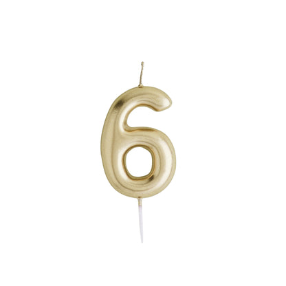 Hootyballoo Gold Number '6' Wax Candle Birthday Celebration Partyware