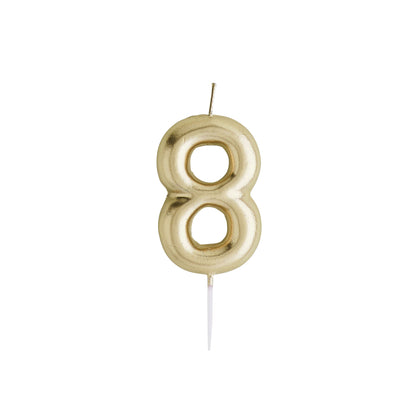Hootyballoo Gold Number '8' Wax Candle Birthday Celebration Partyware