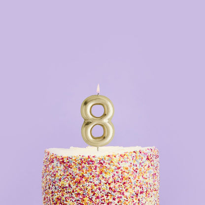 Hootyballoo Gold Number '8' Wax Candle Birthday Celebration Partyware