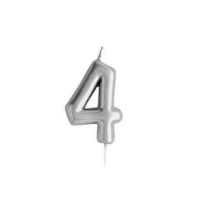 Hootyballoo Silver Number '4' Wax Candle Birthday Celebration Partyware