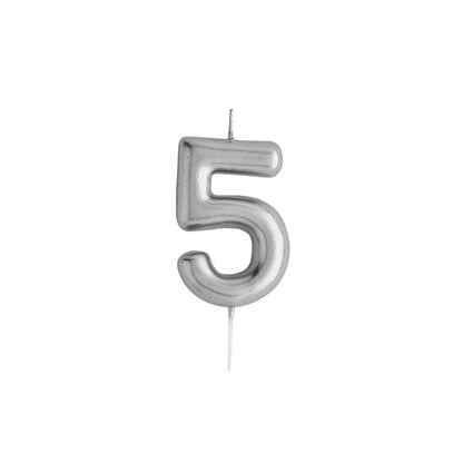 Hootyballoo Silver Number '5' Wax Candle Birthday Celebration Partyware