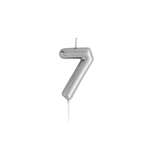 Hootyballoo Silver Number '7' Wax Candle Birthday Celebration Partyware