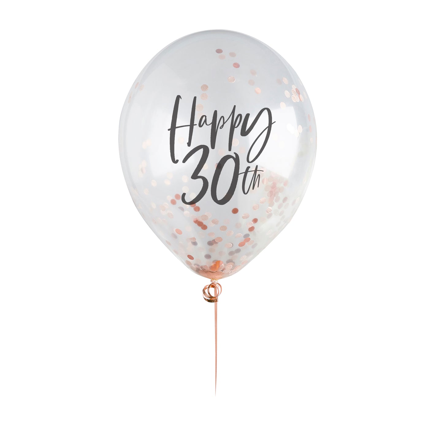 Hootyballoo 5 Pack Rose Gold Happy 30th Confetti Balloons Birthday Partyware