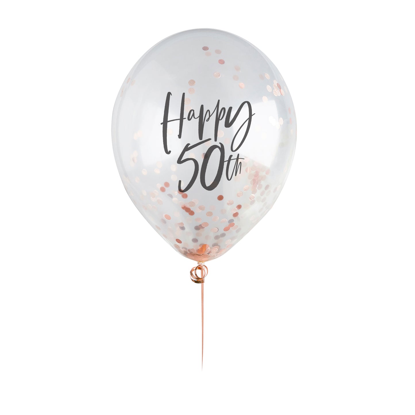 Hootyballoo 5 Pack Rose Gold Happy 50th Confetti Balloons Birthday Partyware
