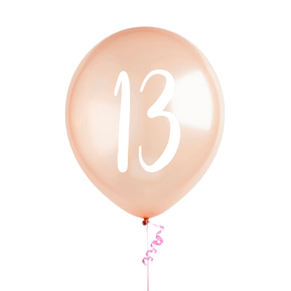 Hootyballoo 5 Pack Rose Gold Number '13' Balloons Birthday Party Decorations