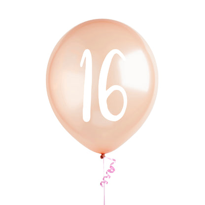 Hootyballoo 5 Pack Rose Gold Number '16' Balloons Birthday Party Decorations