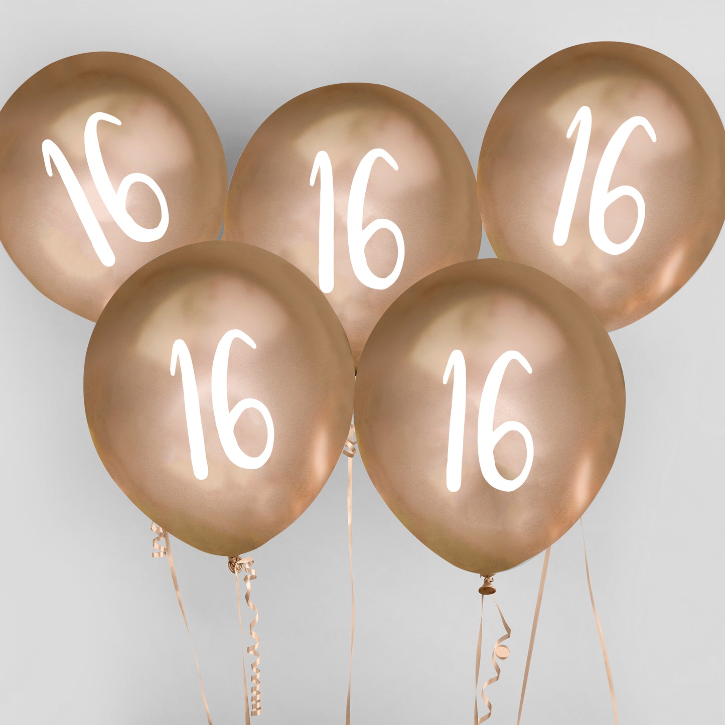 Hootyballoo 5 Pack Gold Number '16' Balloons Birthday Party Decoration Partyware