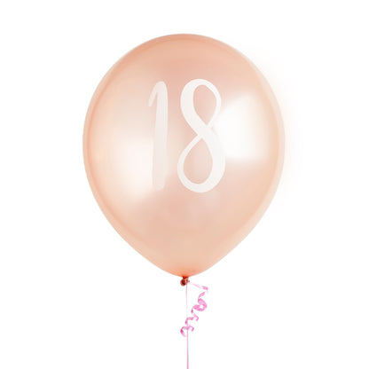Hootyballoo 5 Pack Rose Gold Number '18' Balloons Birthday Partyware