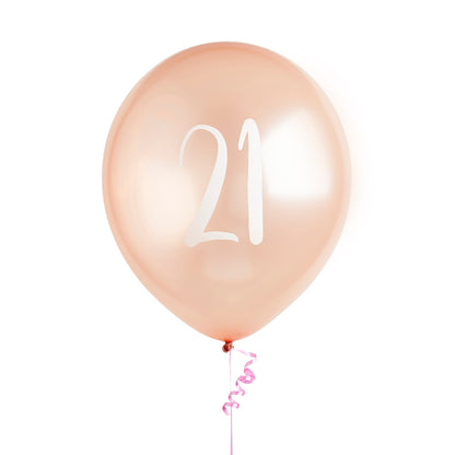 Hootyballoo 5 Pack Rose Gold Number '21' Balloons Birthday Party Decorations