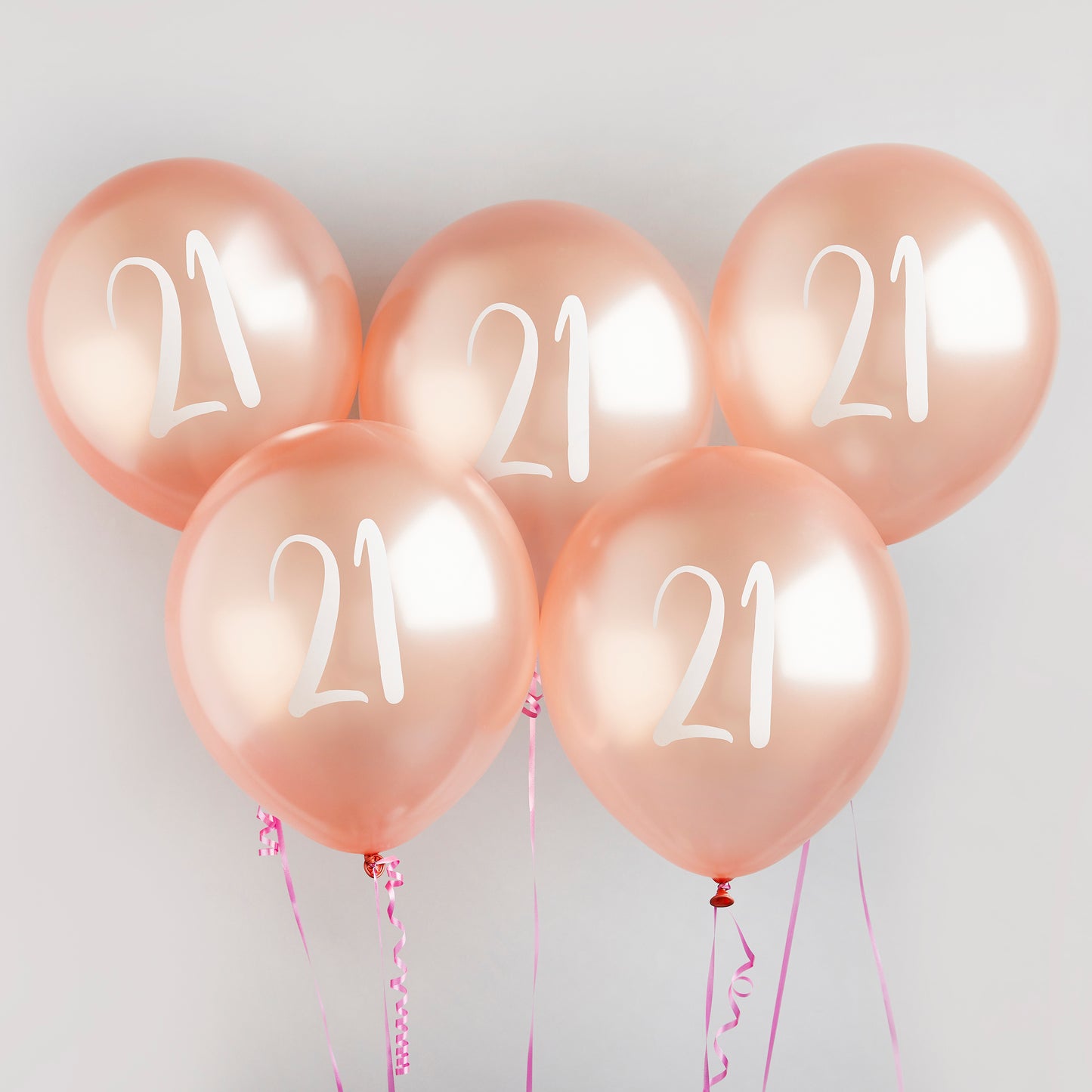 Hootyballoo 5 Pack Rose Gold Number '21' Balloons Birthday Party Decorations