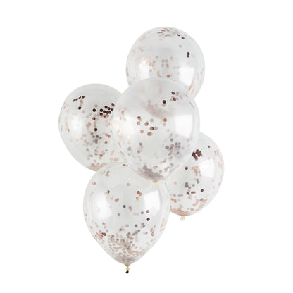 Hootyballoo 5 Pack Rose Gold 12" Confetti Balloons Party Decorations Partyware
