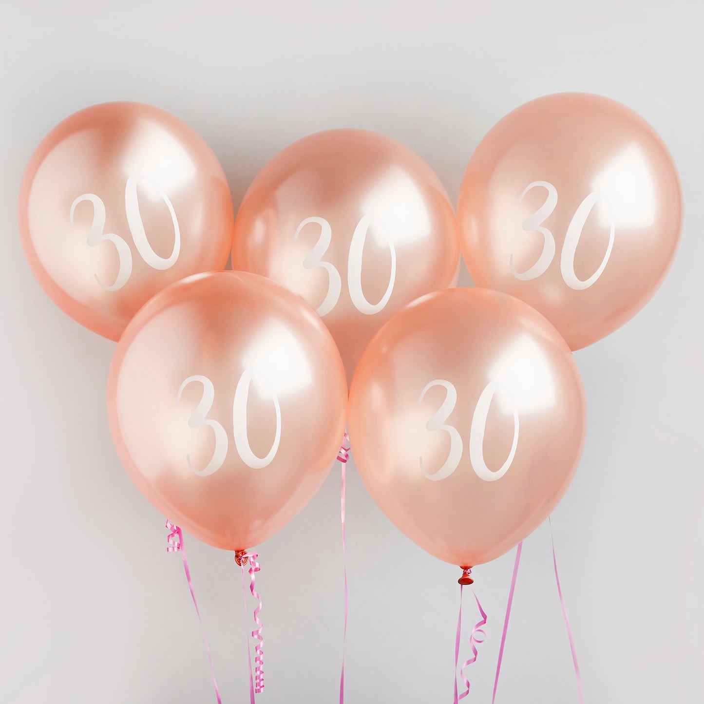 Hootyballoo 5 Pack Rose Gold Number '30' Balloons Birthday Partyware