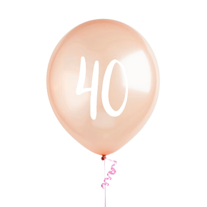 Hootyballoo 5 Pack Rose Gold Number '40' Balloons Birthday Partyware