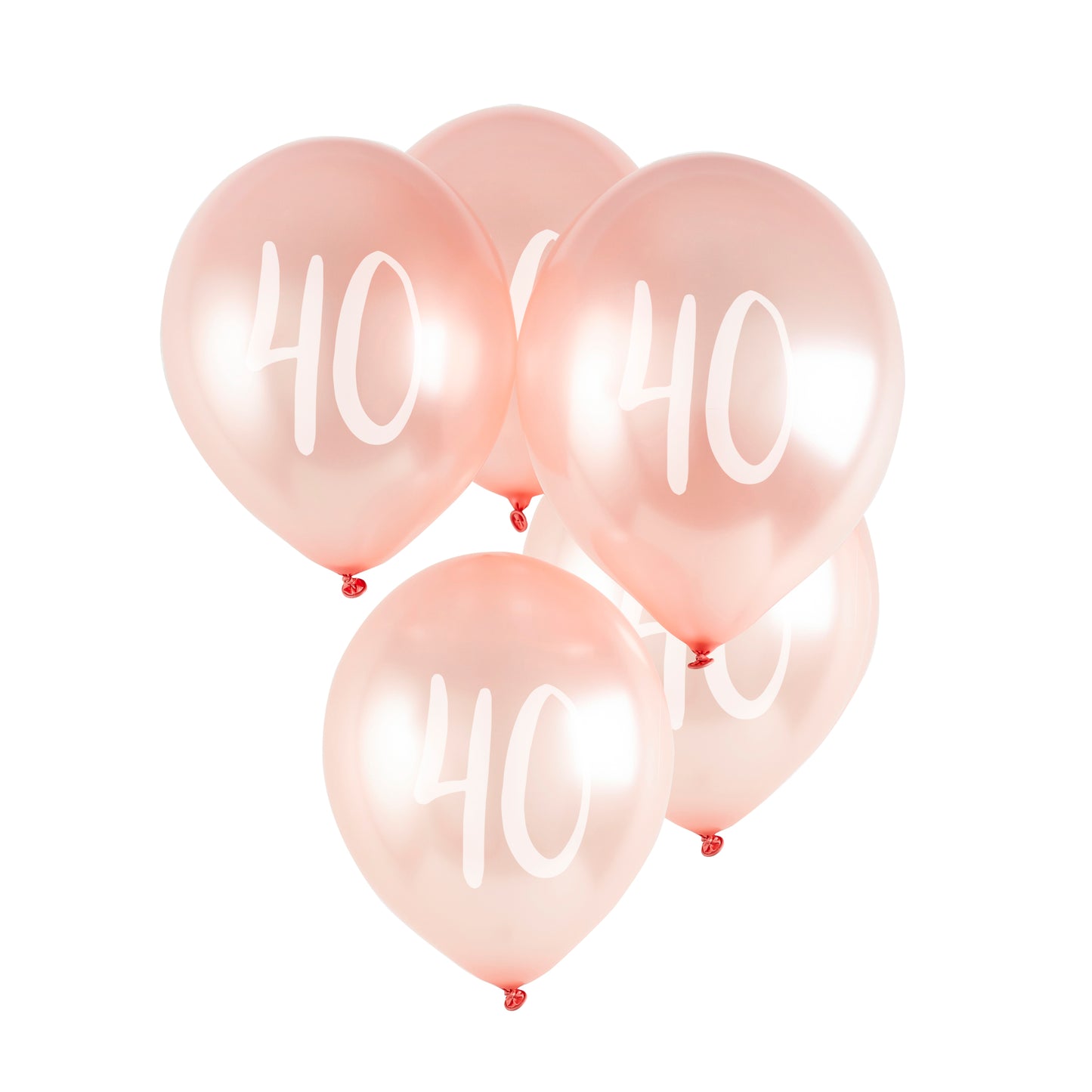Hootyballoo 5 Pack Rose Gold Number '40' Balloons Birthday Partyware