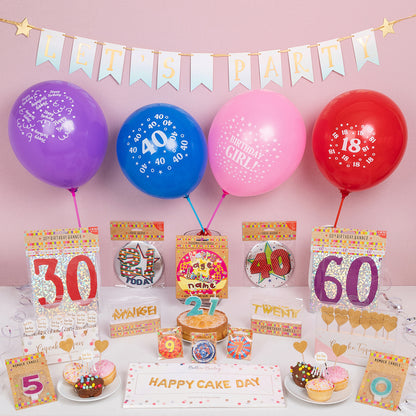 Happy Birthday Foiled Paper Flag & Ribbon Mini Party Bunting