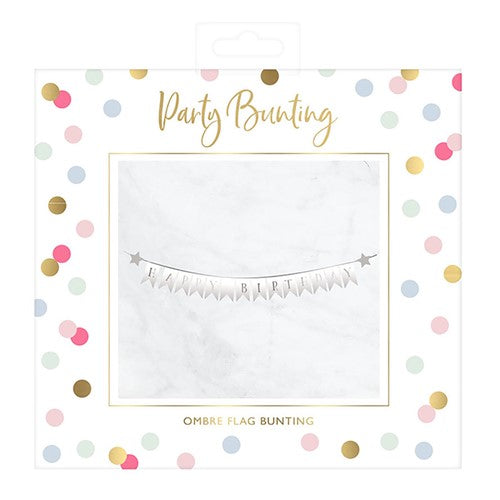 Happy Birthday Foiled Paper Flag & Ribbon Mini Party Bunting