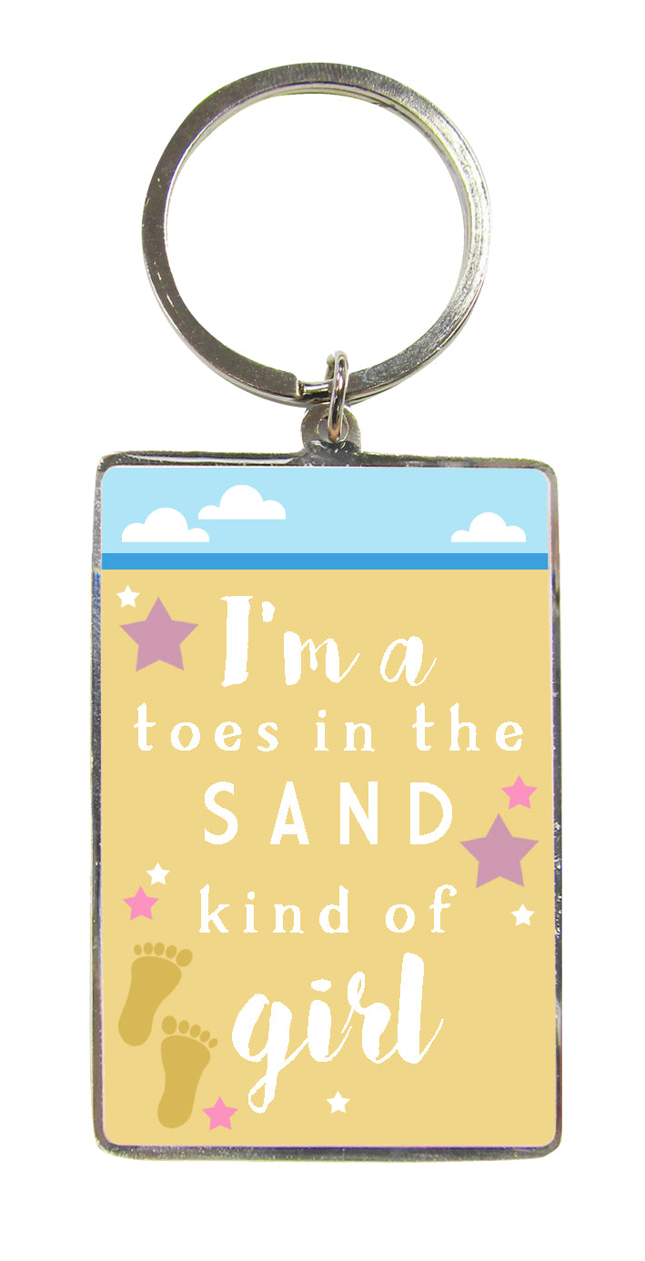 Toes In The Sand Metallic Keyring