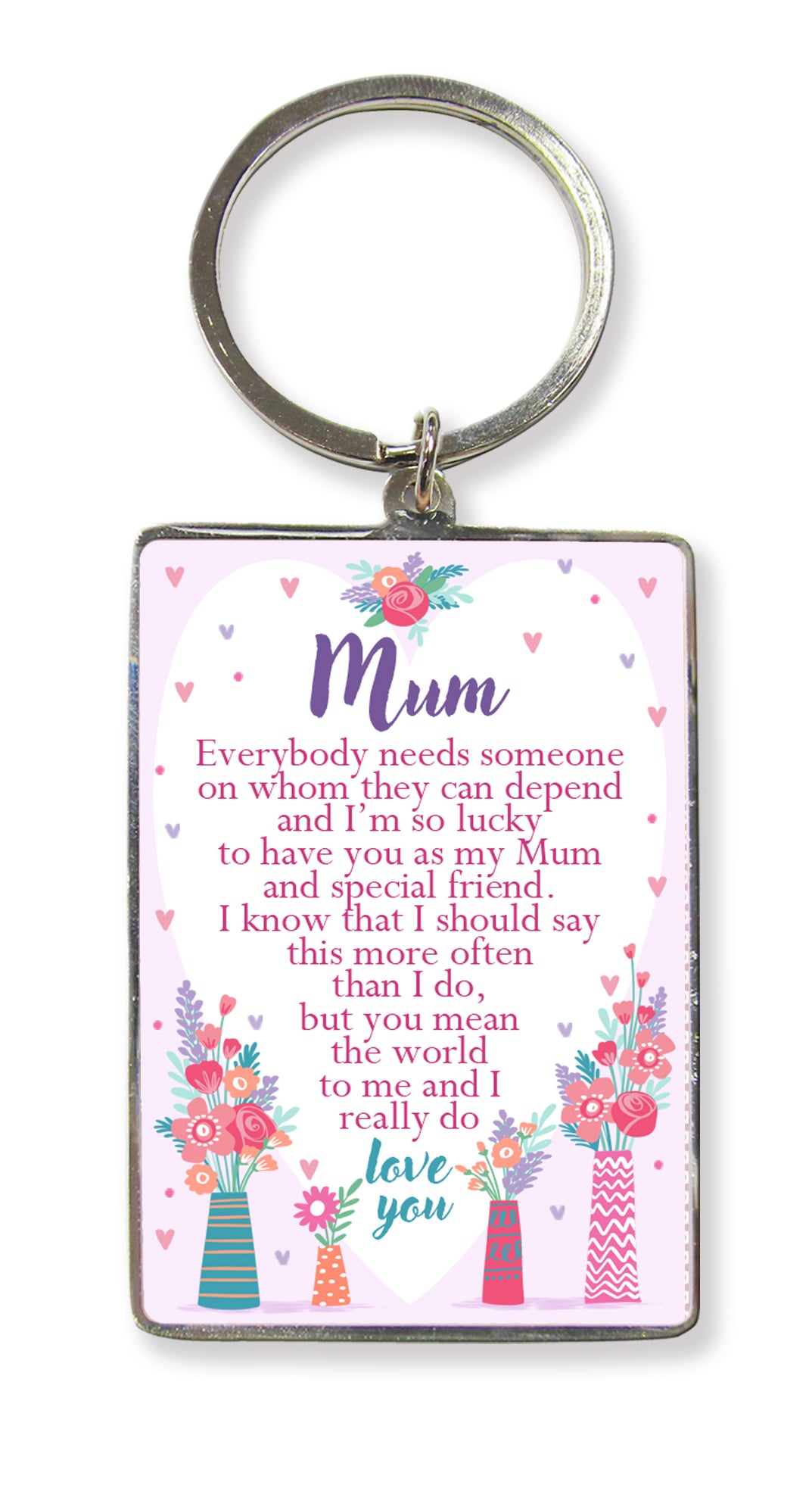 Mum I Love You Metallic Keyring