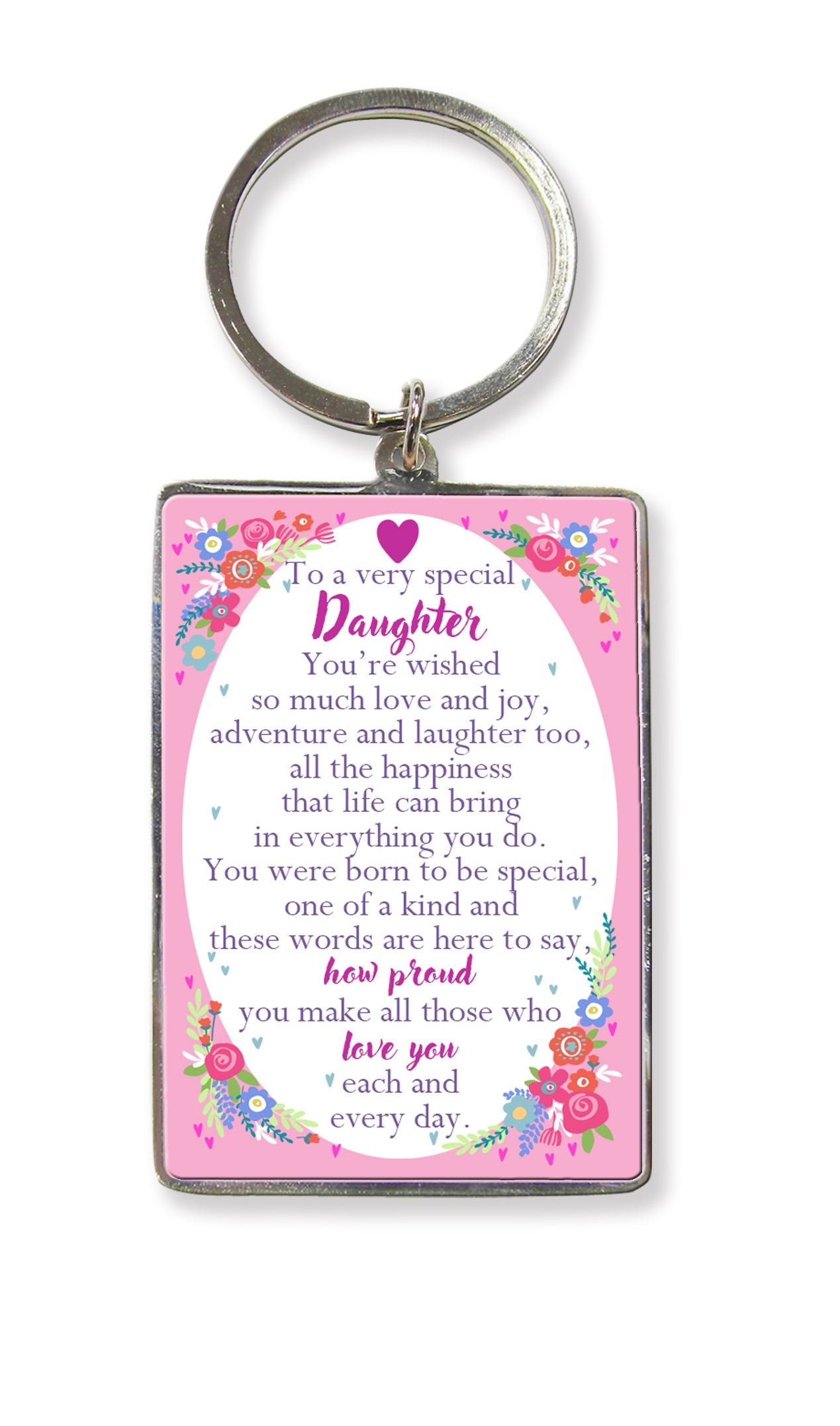 To A Very Special Daughter Metallic Keyring