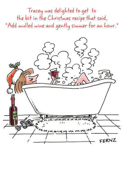 Gently Simmer Mulled Wine Funny Christmas Greeting Card