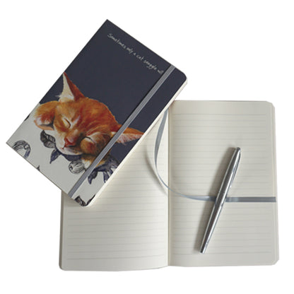 The Little Dog Laughed Sleeping Ginger Cat Themed A5 Notebook