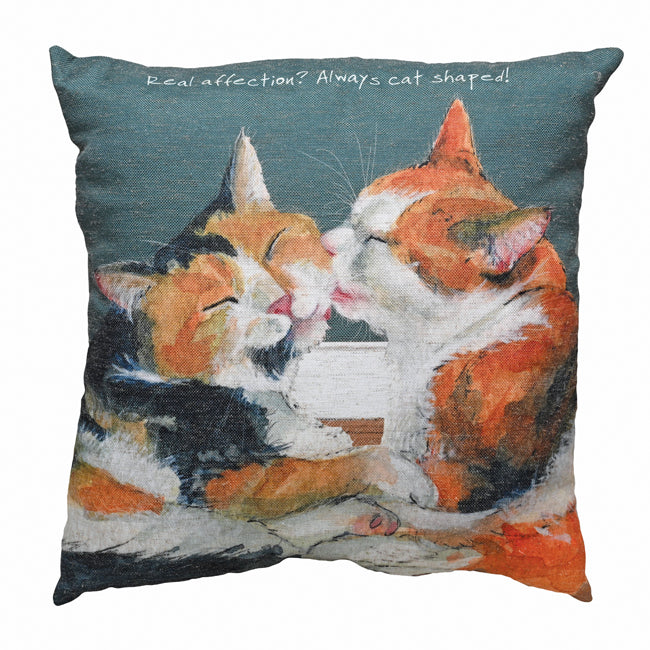 Little Dog Laughed Moggie Cats Showing Affection Cushion Gift